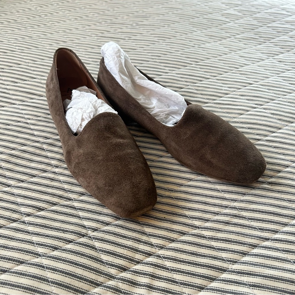 AQUATALIA WOMENS *BREANNA* TAUPE BROWN SUEDE FLATS LOAFERS 8.5